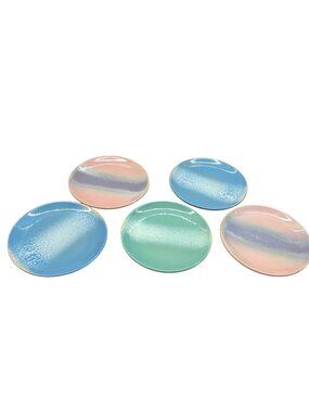 Bloomingville Safie Reactive Glaze Stoneware Plates Pastel Colors Set of 5 NWOT